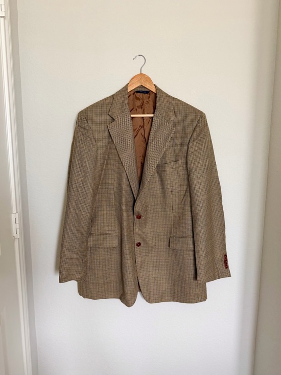 Brooks Brothers Other - Brooks Brothers Blazer Mens Size 44L Brown Gingham Houndstooth Sports Coat Italy
